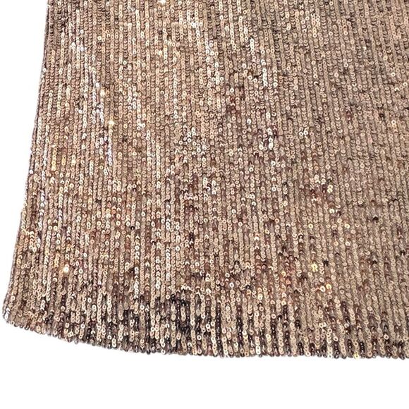 Cable & Gauge | Gold Sequin Puff Long Sleeve Mock neck Keyhole Blouse Shirt - Picture 12 of 16